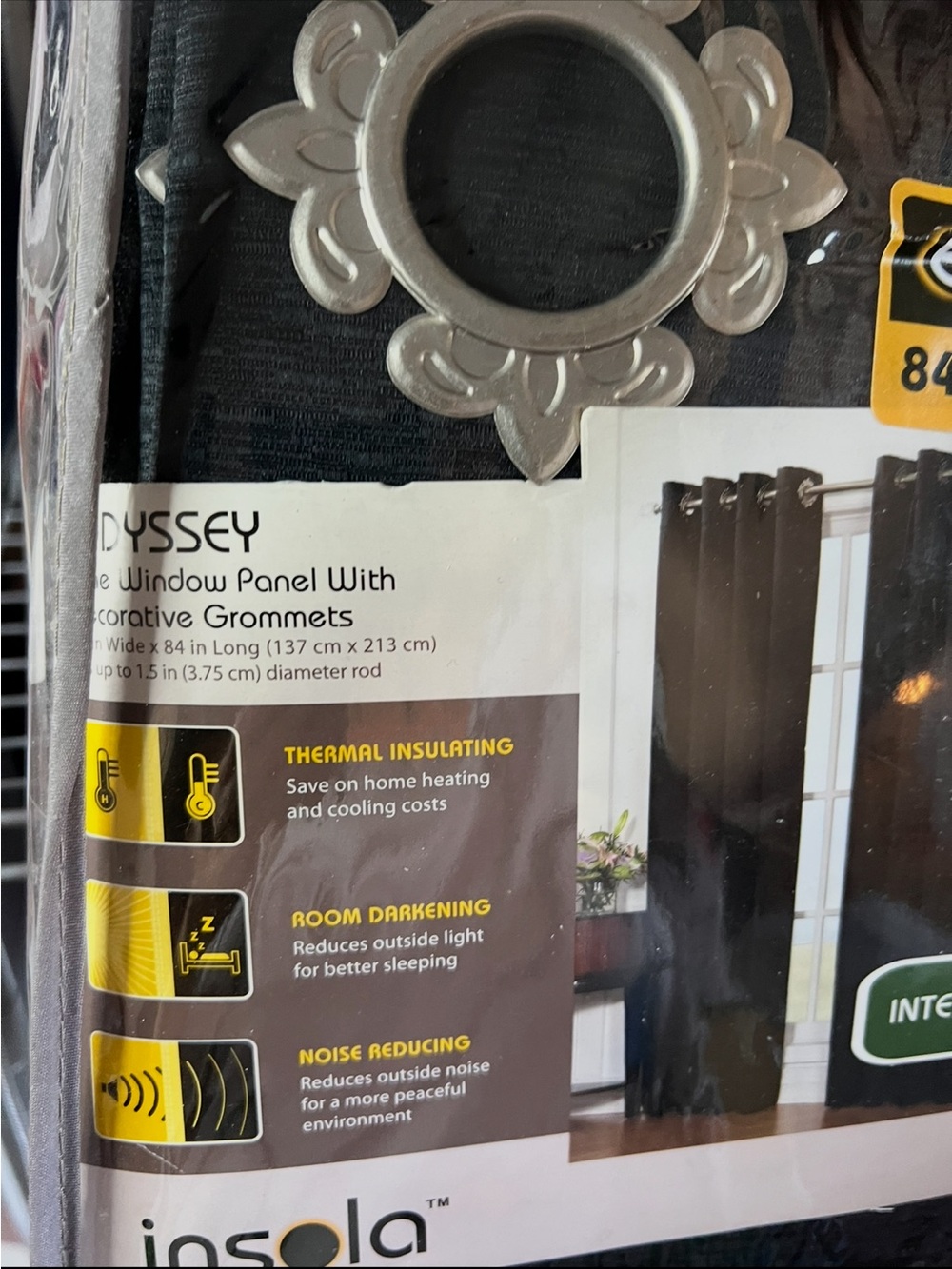 Isola Black Grommet Window Curtain Panel
